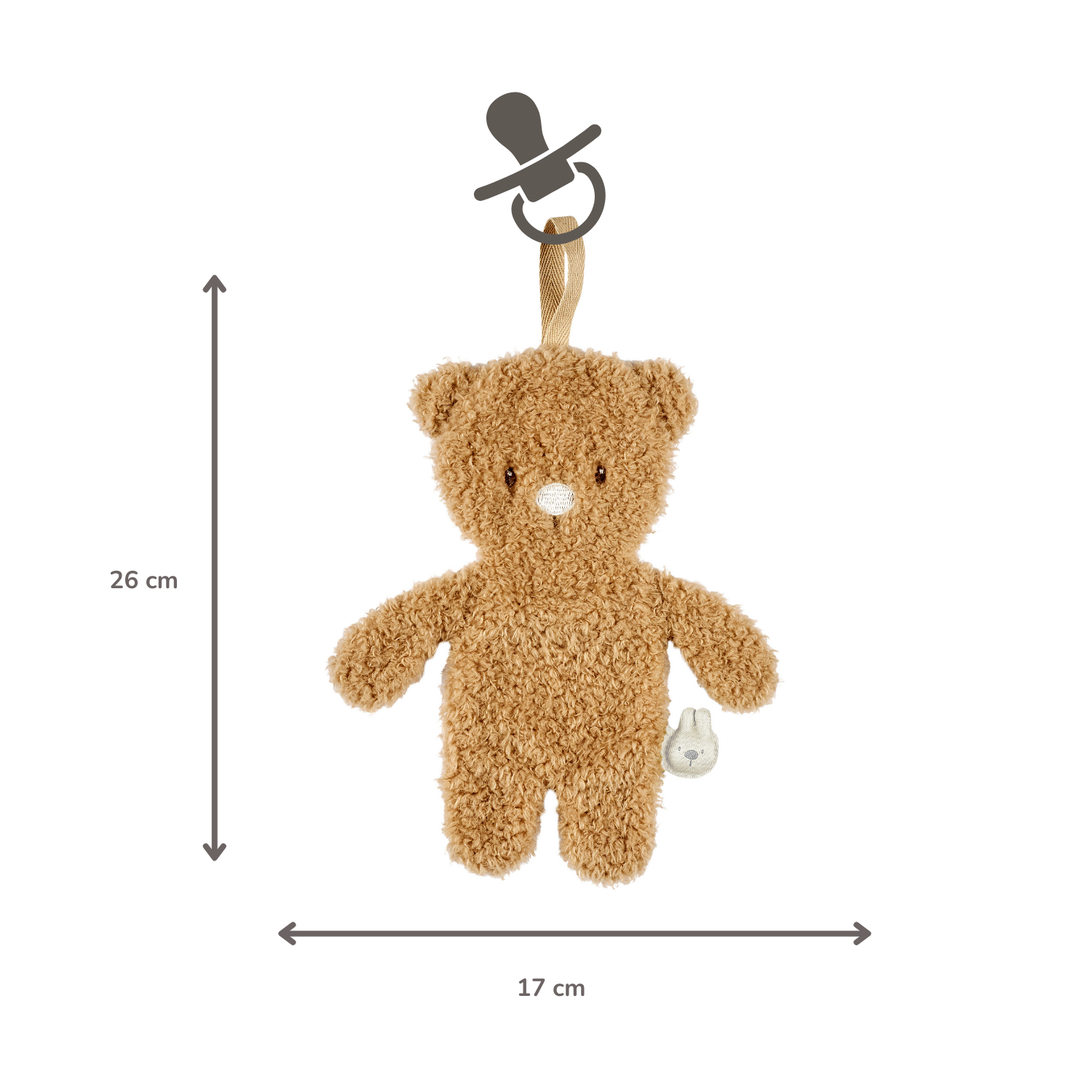 Knuffeldoekje / Speenkoord - 26 cm – Bear Doudou as Pacifier Holder – Beige
