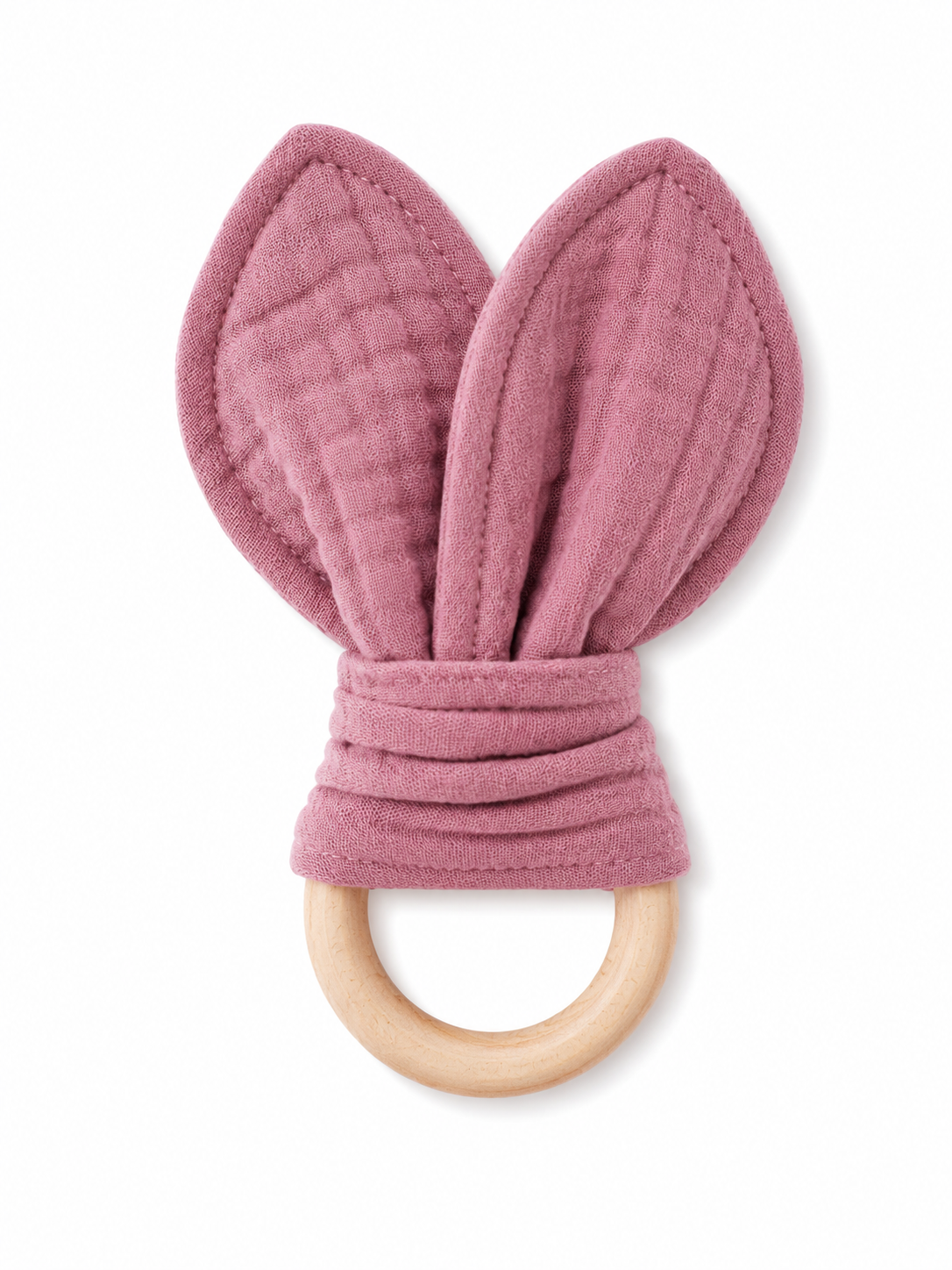 Bijtring - Organische Katoenen Mousseline Bijtring 16 cm x 8 cm - Oudroze