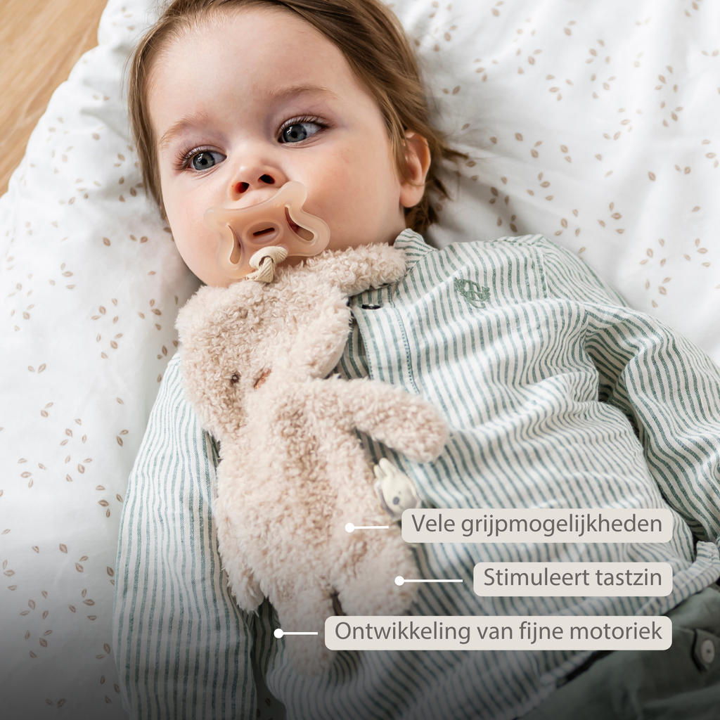 Knuffeldoekje / Speendoekje -  26 cm – Bunny Doudou as Pacifier Holder – Beige