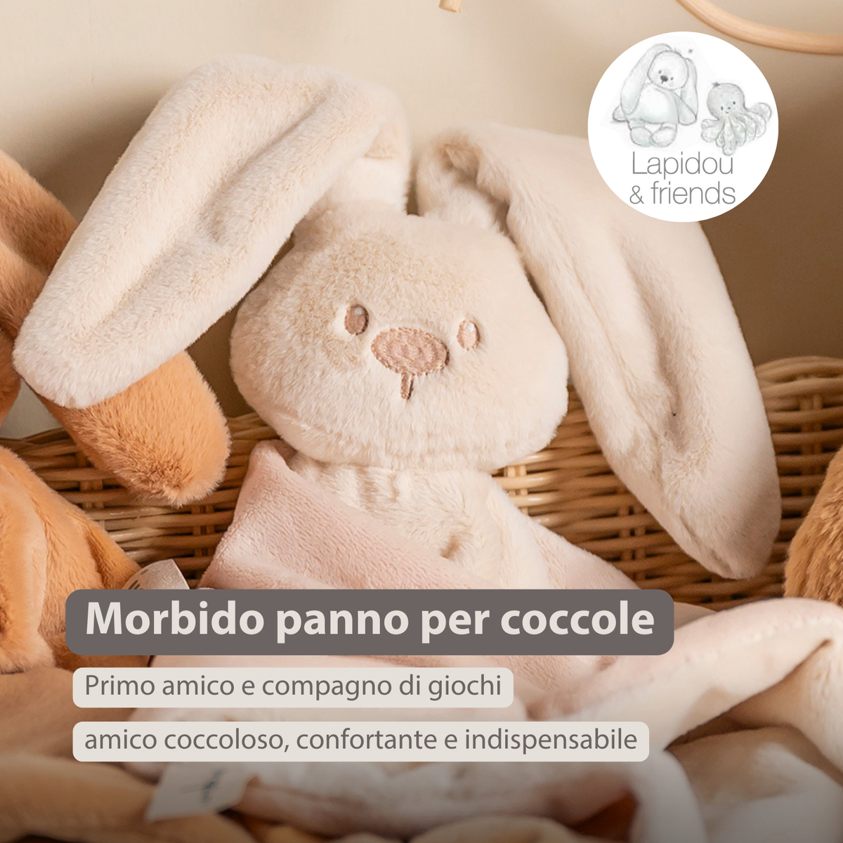 Knuffeldoekje - Lapidou Baby Comforter - 65 x 40 cm - Doudou Rabbit - Sand