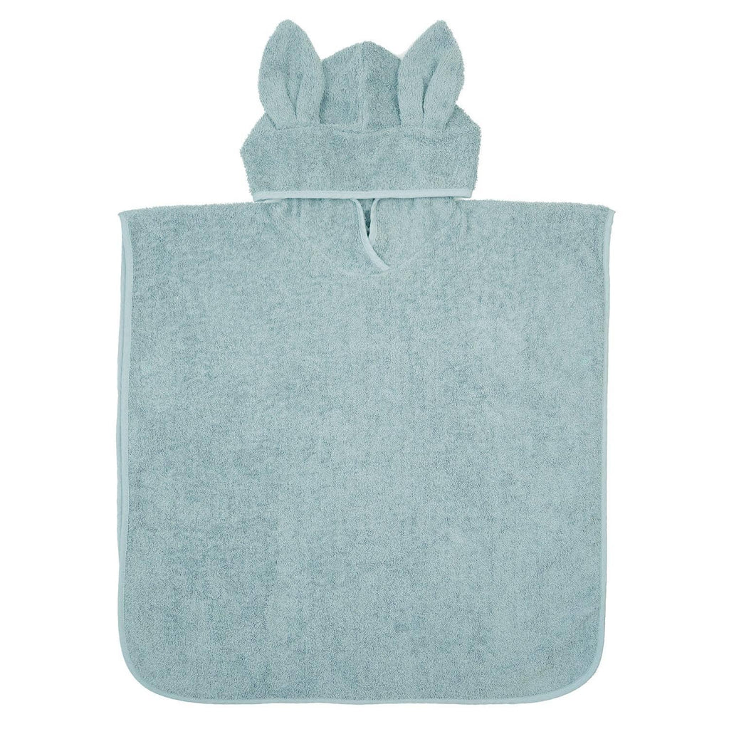 Organische badponcho met capuchon en konijnenoren, ijsblauw