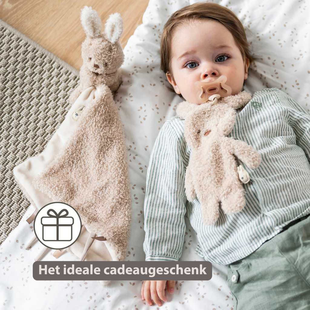 Knuffeldoekje / Speendoekje -  26 cm – Bunny Doudou as Pacifier Holder – Beige