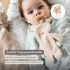 Knuffeldoekje / Speendoekje -  26 cm – Bunny Doudou as Pacifier Holder – Beige