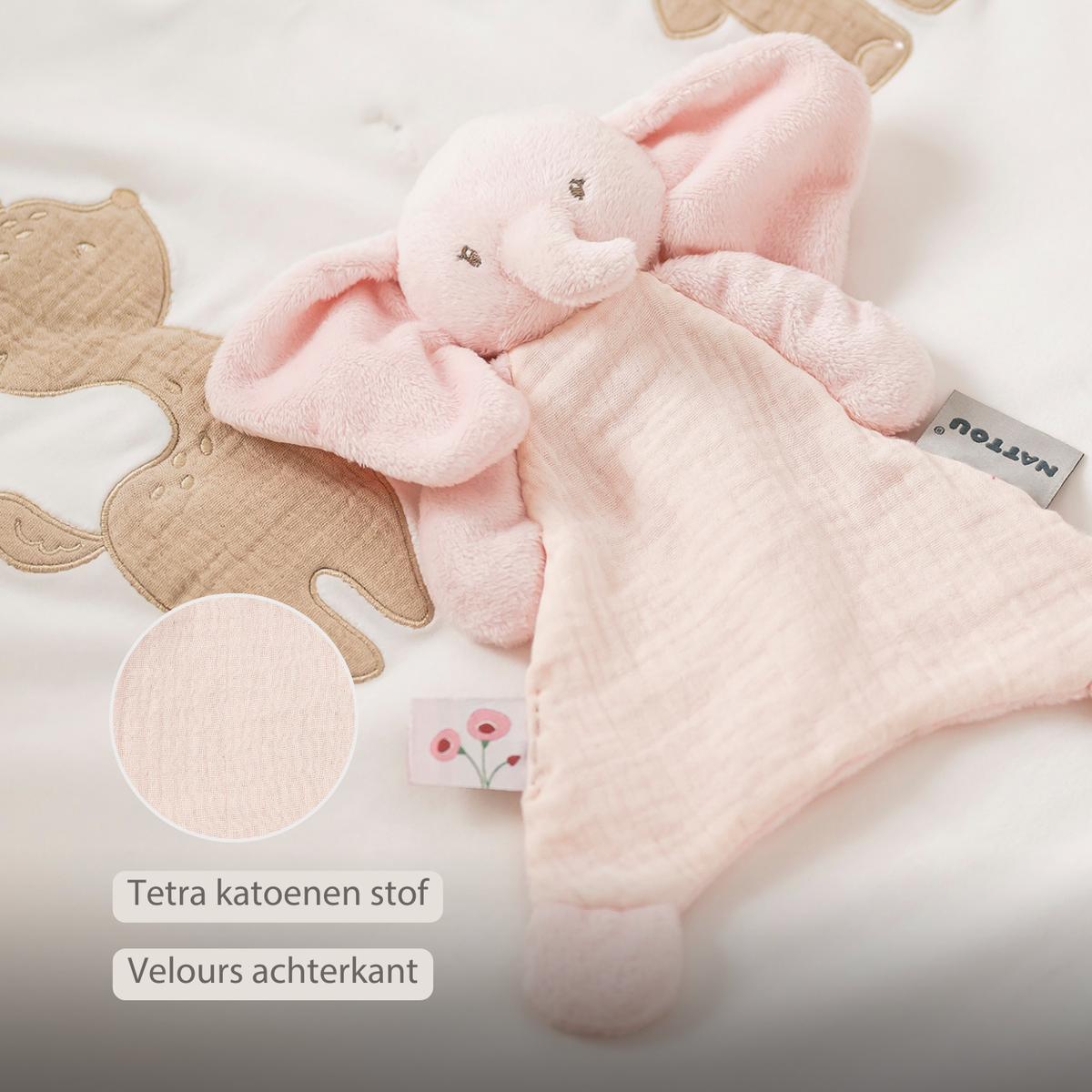 Knuffeldoekje - 25 x 20 cm - Elephant Doudou - Pink
