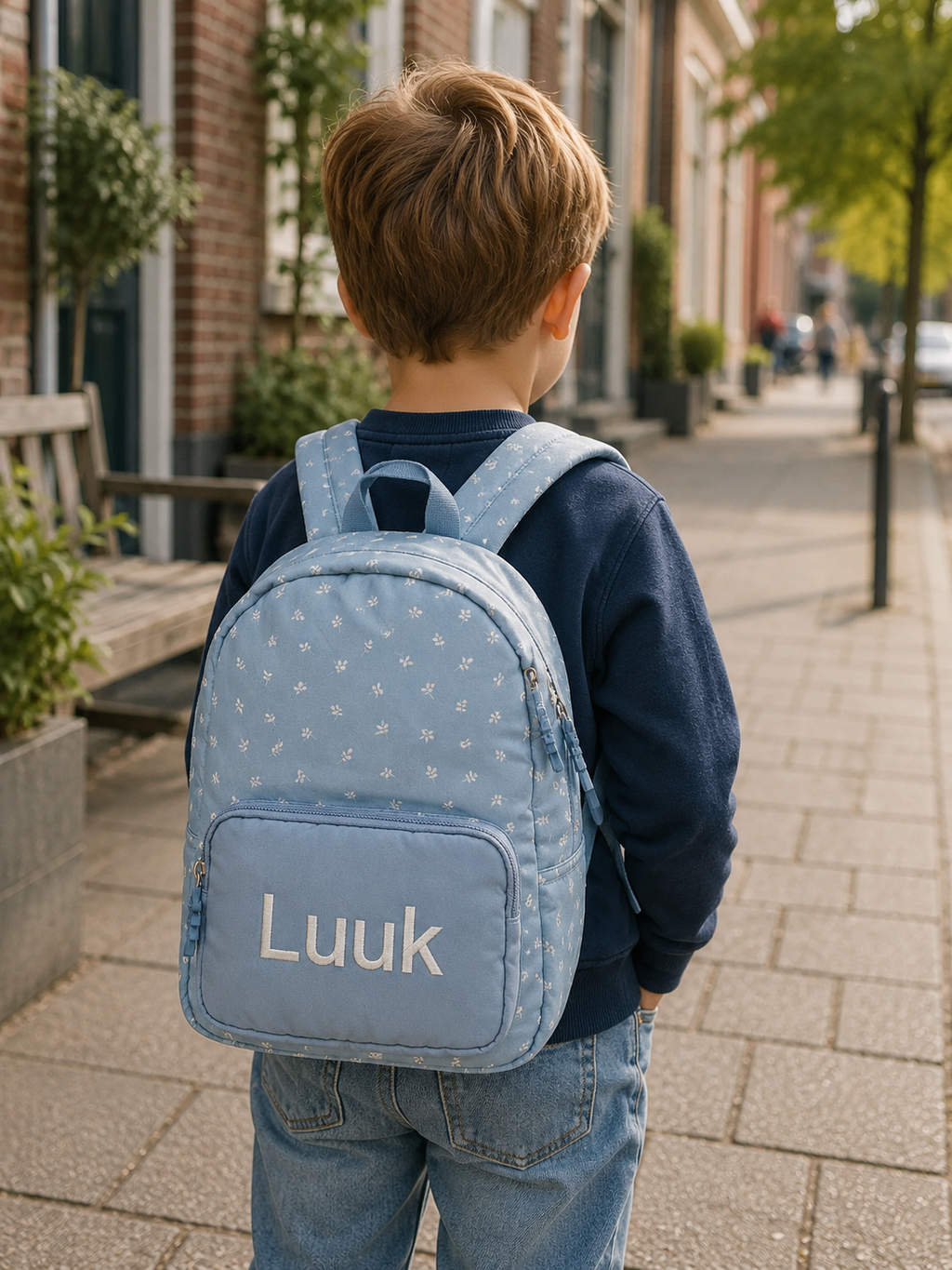 Kinderrugzak Bladeren Blauw Klein - 25cm