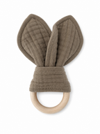 Bijtring - Organische Katoenen Mousseline Bijtring 16 cm x 8 cm - Taupe