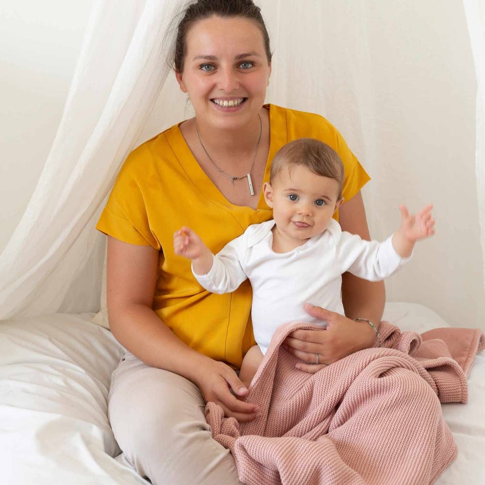 Babyledikantdeken Gebreid Flanel – Roze