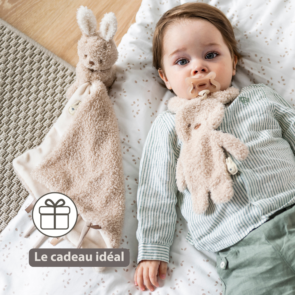 Knuffeldoekje / Speendoekje -  26 cm – Bunny Doudou as Pacifier Holder – Beige