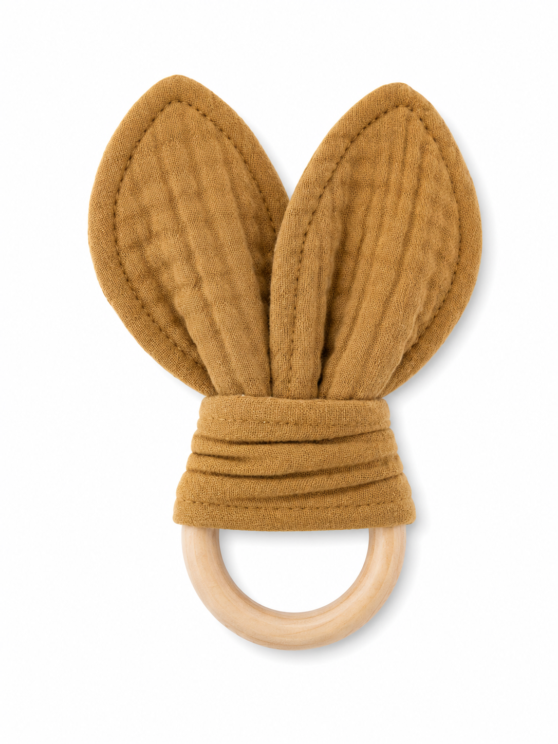Bijtring - Organische Katoenen Mousseline Bijtring 16 cm x 8 cm - Roestkleur