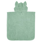 Organic badponcho met capuchon en konijnenoren, cameo groen