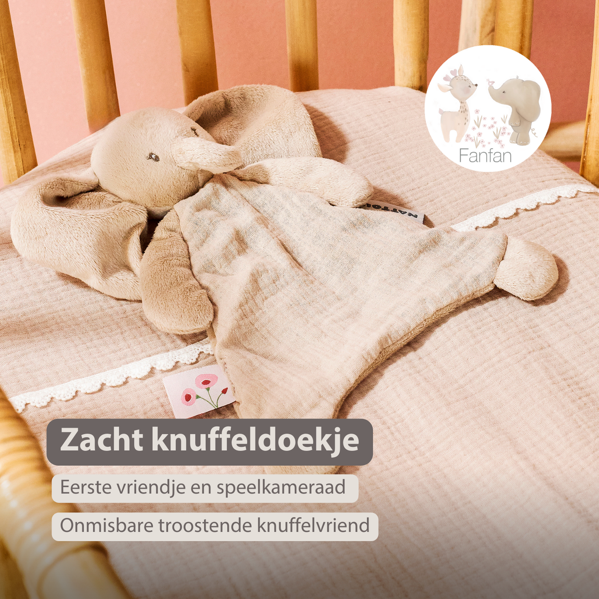 Knuffeldoekje - 25 x 20 cm - Elephant Doudou - Sand