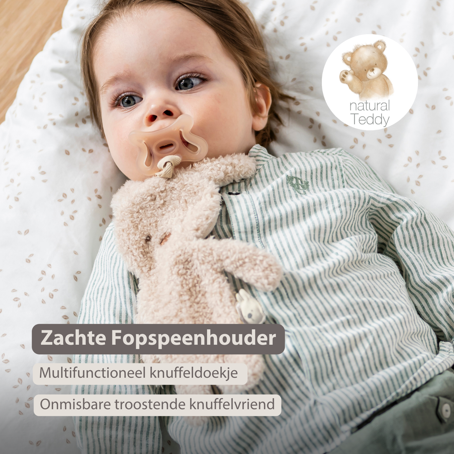 Knuffeldoekje / Speenkoord -  26 cm – Bunny Doudou as Pacifier Holder – Ecru