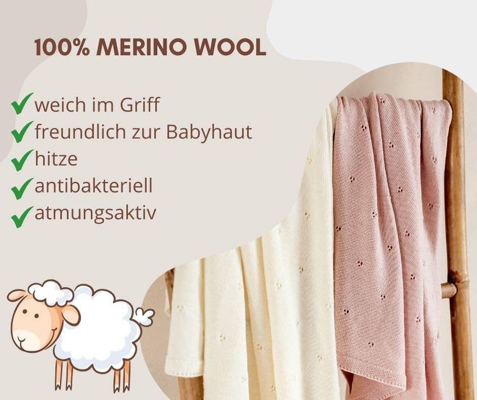 Babydeken - 100% Merinowol - Apollo - 75x100cm - Roze