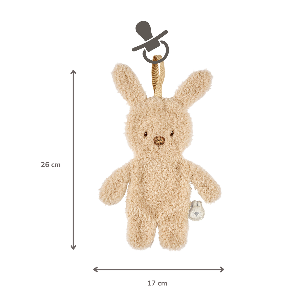Knuffeldoekje / Speendoekje -  26 cm – Bunny Doudou as Pacifier Holder – Beige