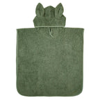 Organische badponcho met capuchon en konijnenoren, groen