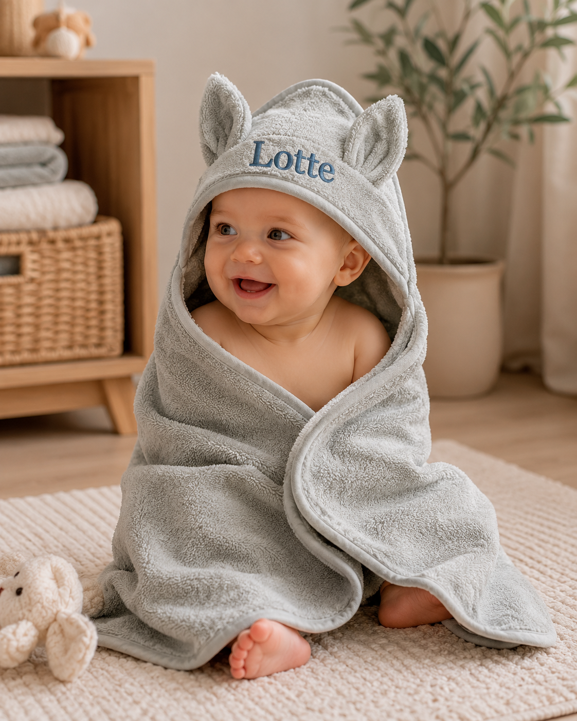 Babyhanddoek Konijnenoren Zilvergrijs