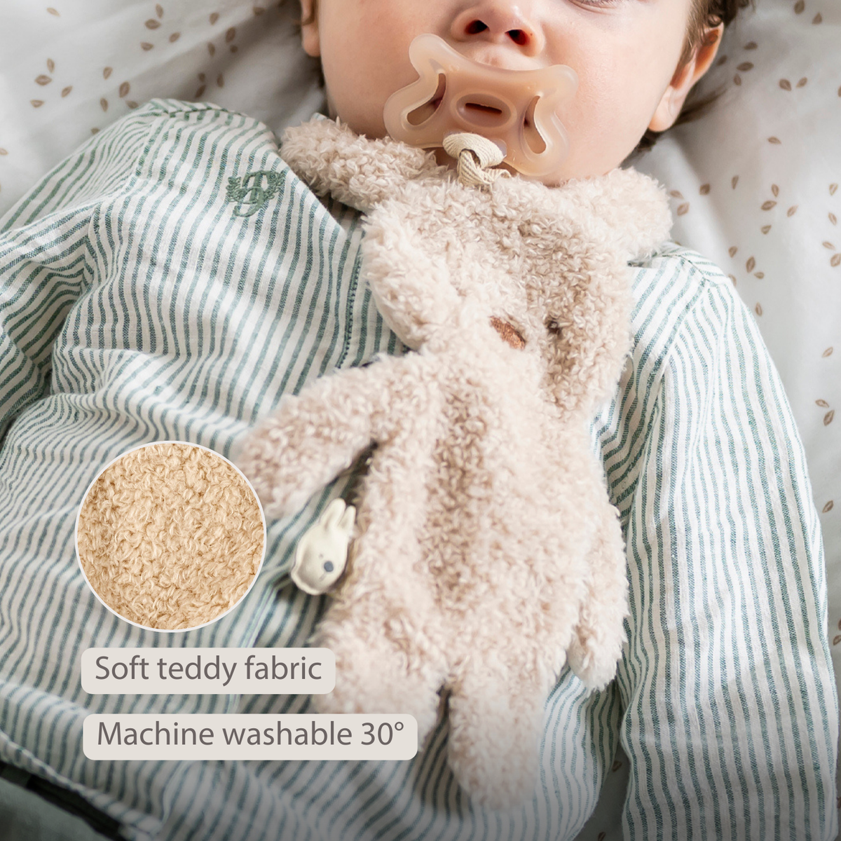 Knuffeldoekje / Speendoekje -  26 cm – Bunny Doudou as Pacifier Holder – Beige