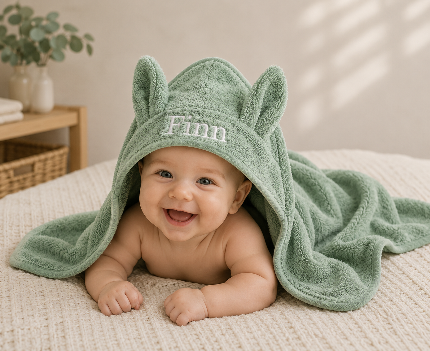 Babyhanddoek Konijnenoren Cameo Groen