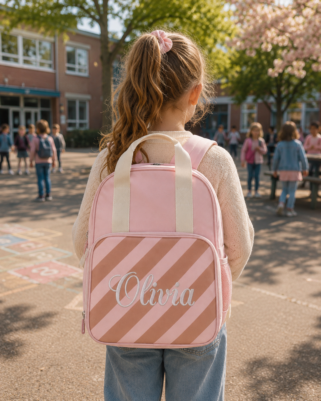 Kinderrugzak Roze Strepen - 35,5cm