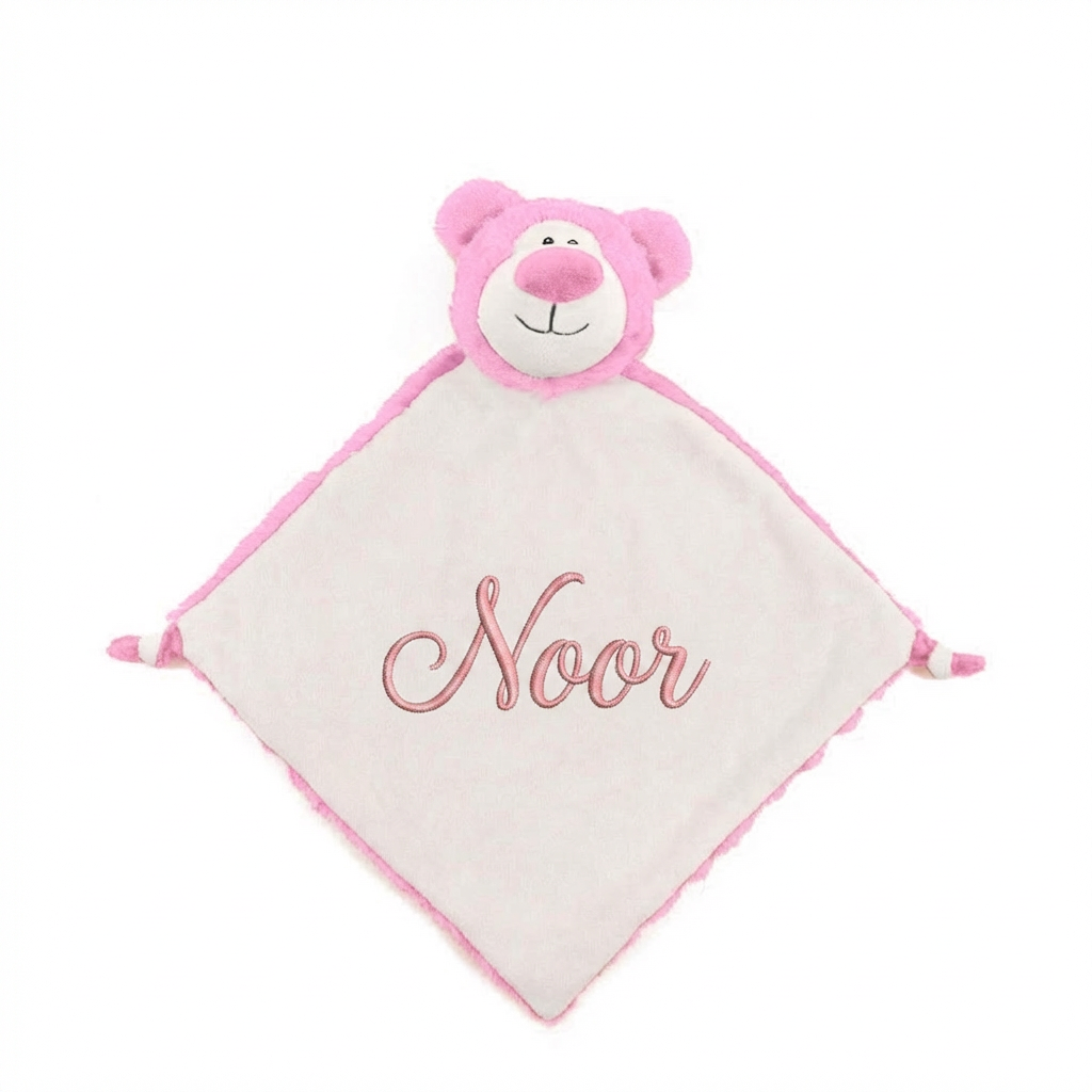 Roze beren knuffeldoekje - 30cm