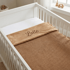 Babyledikantdeken Gebreid Flanel – Camel - 75 x 100