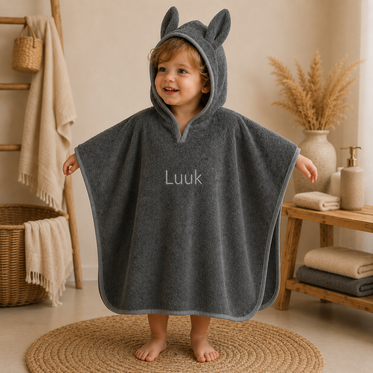 Organische badponcho met capuchon konijn Tradewinds