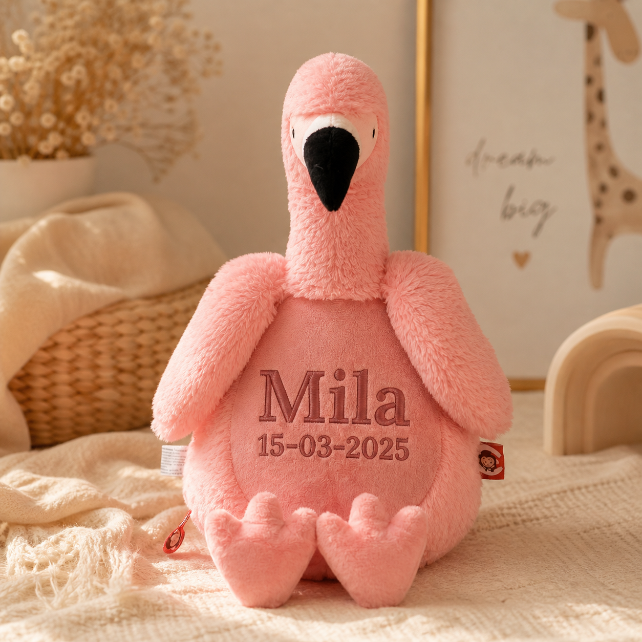 Flamingo met uitneembare vulling pod - 42cm