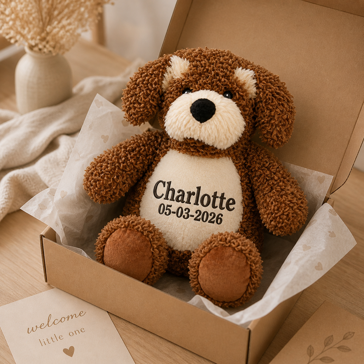 Knuffelhond met uitneembare vulling - 43cm