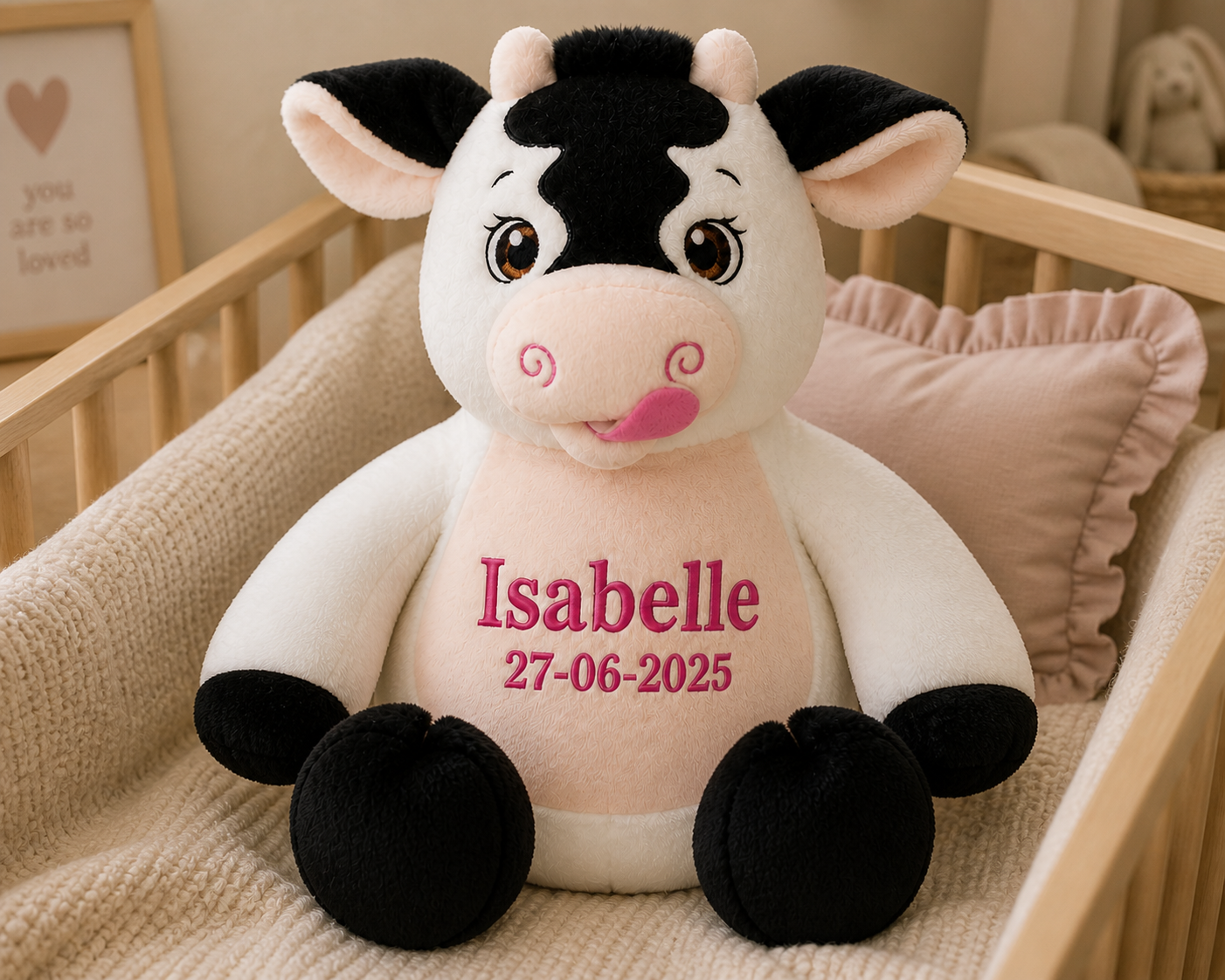 Babykalf met uitneembare knuffelvulling - 43cm