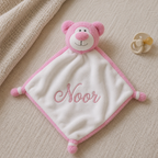 Roze beren knuffeldoekje - 30cm