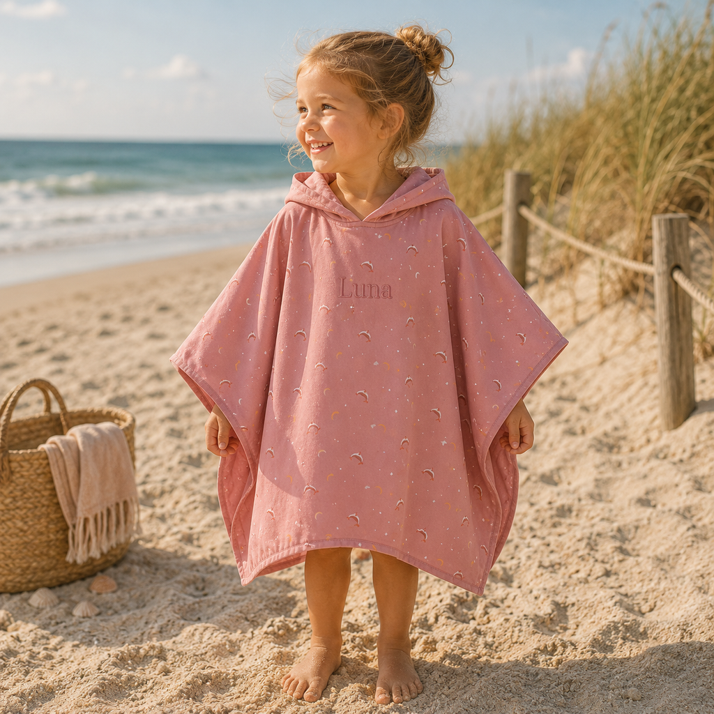 Strandponcho Walvis Roze S