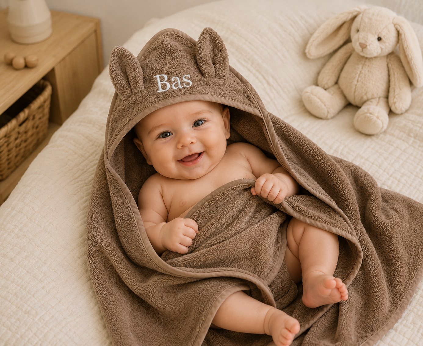 Babyhanddoek Konijn Warm Taupe