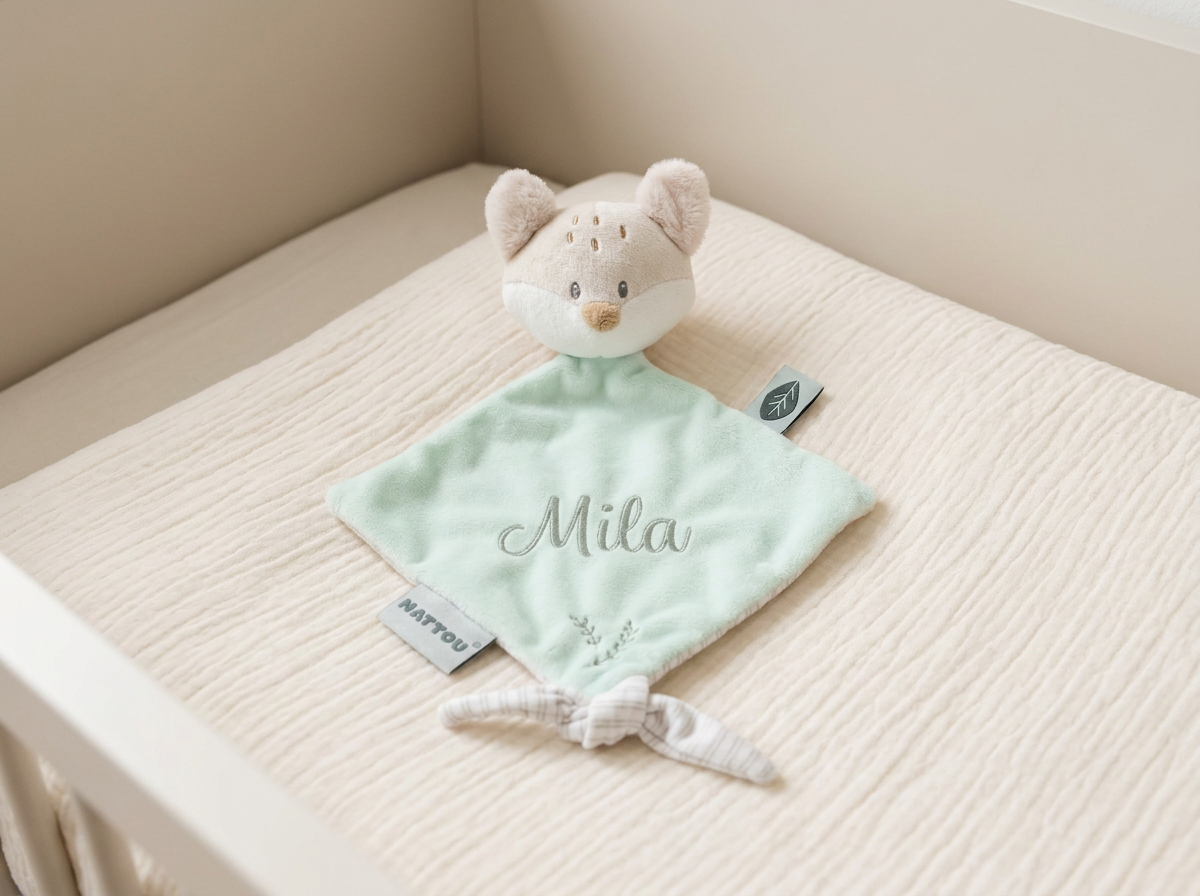 Knuffeldoekje - Small Comforter Doudou Fox - Beige/Mintgroen