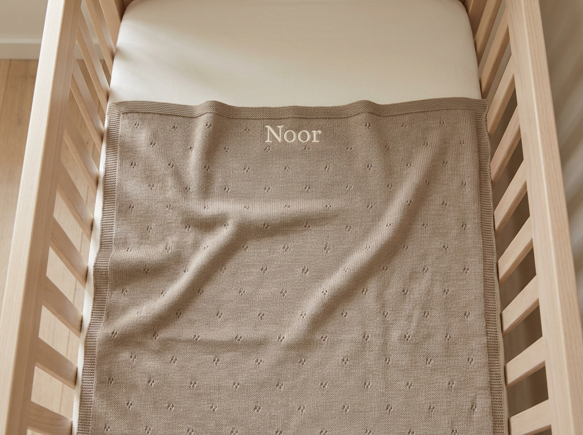 100% Merinowollen babydeken - Apollo - 75x100cm Gemaakt in PL: Taupe