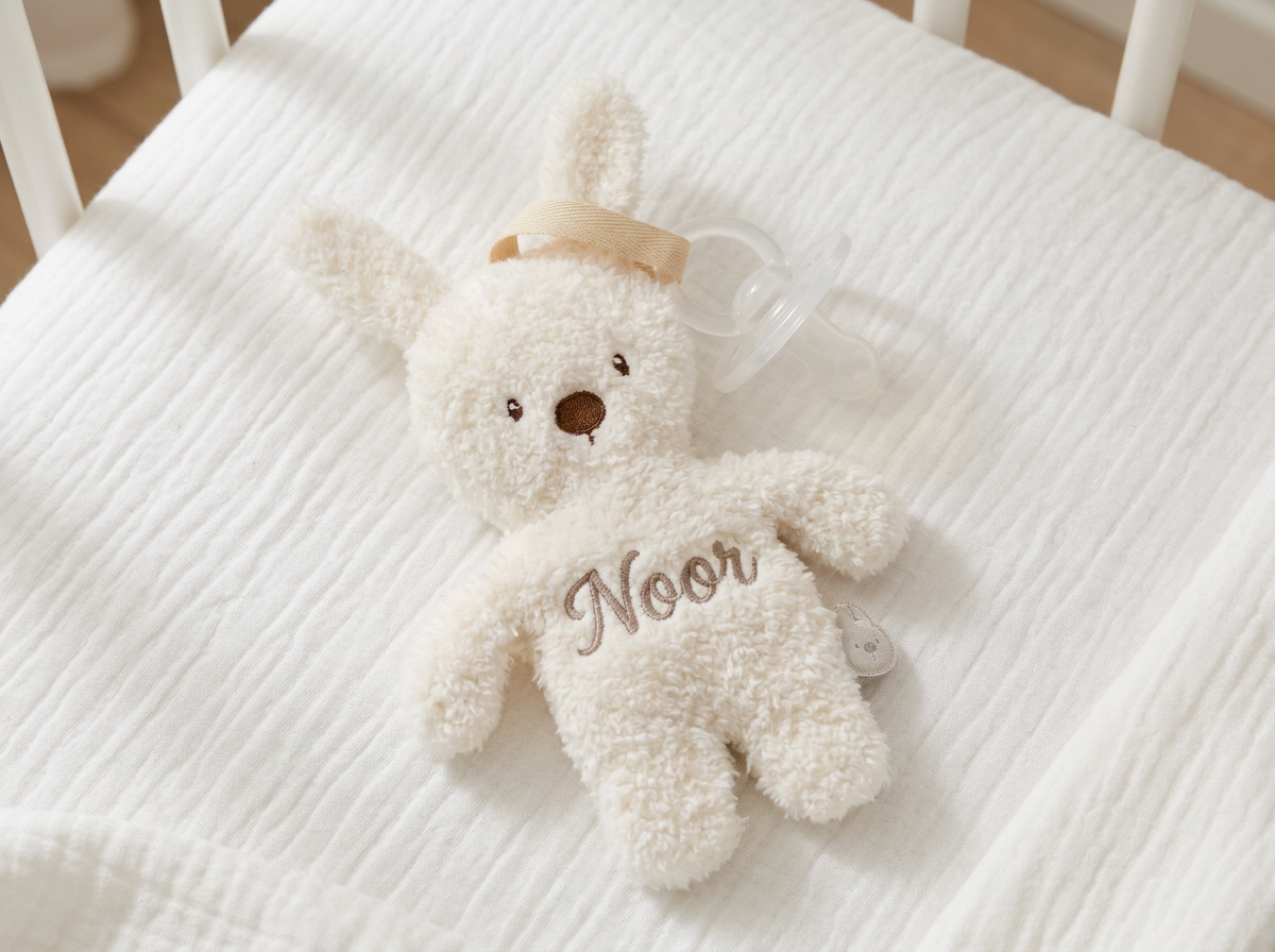 Knuffeldoekje / Speenkoord -  26 cm – Bunny Doudou as Pacifier Holder – Ecru