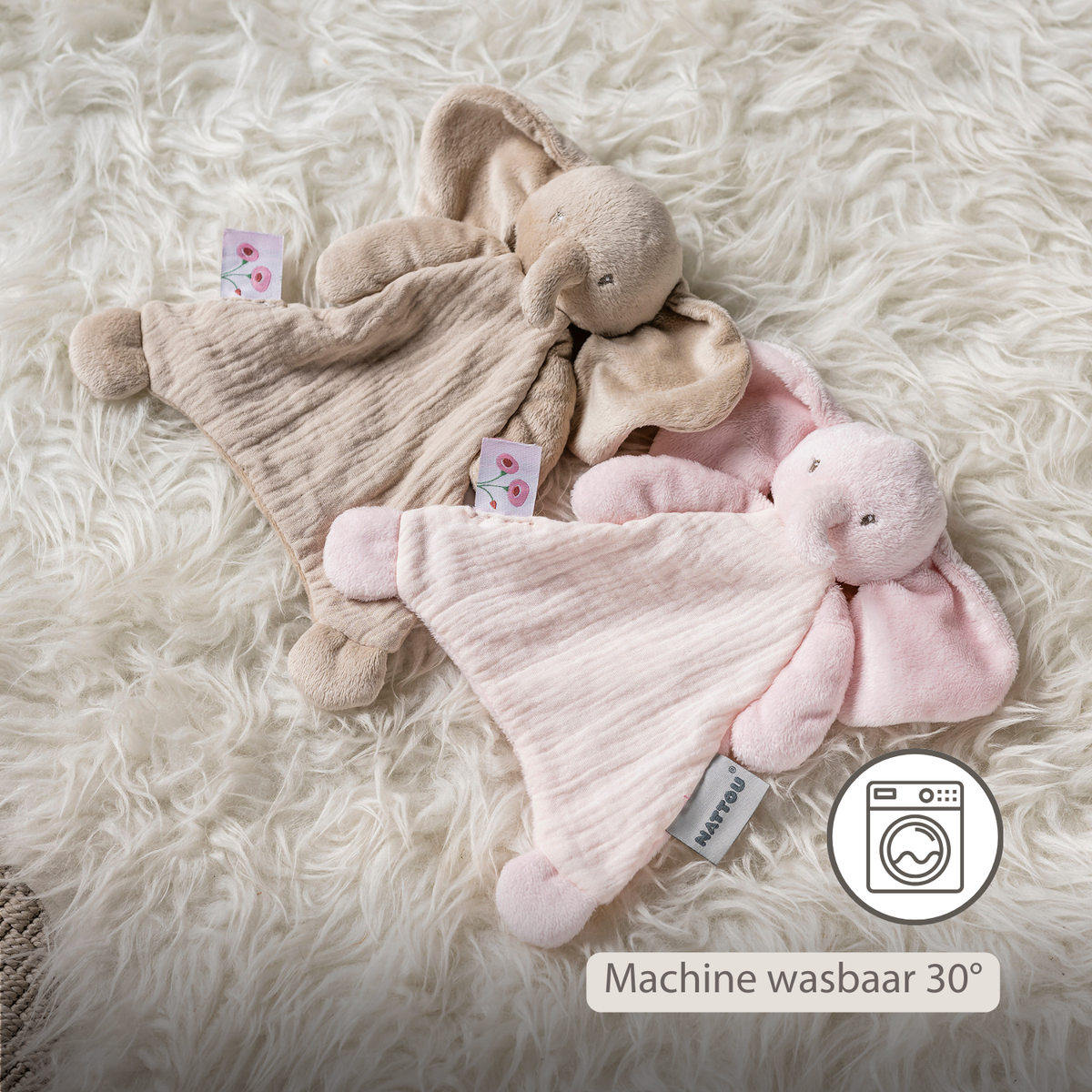 Knuffeldoekje - 25 x 20 cm - Elephant Doudou - Pink