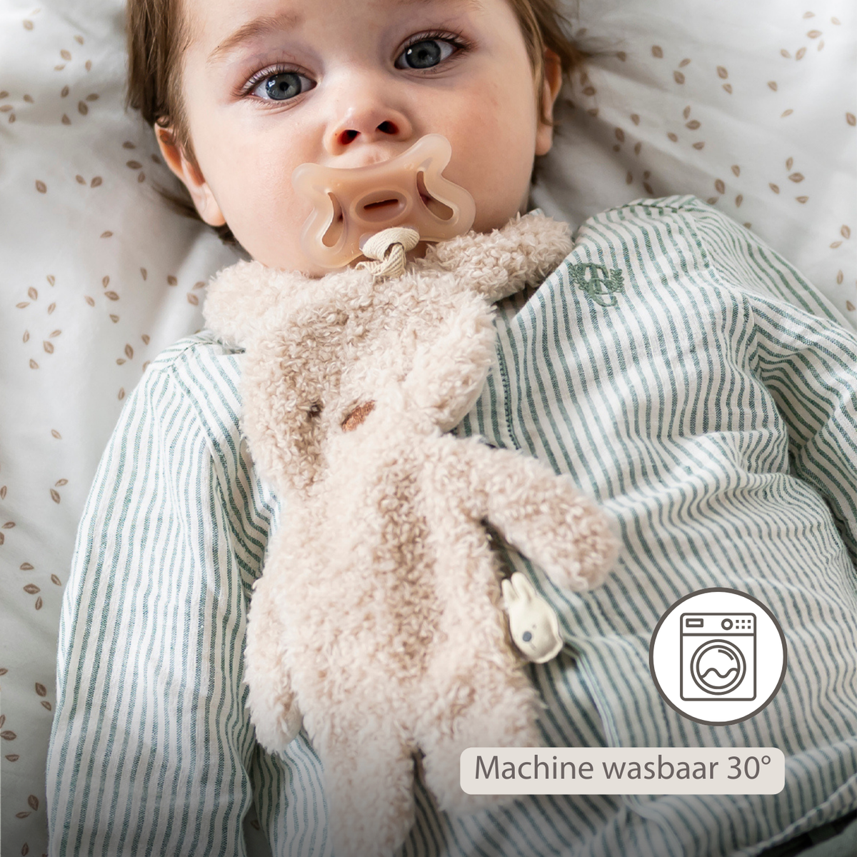 Knuffeldoekje / Speenkoord -  26 cm – Bunny Doudou as Pacifier Holder – Ecru