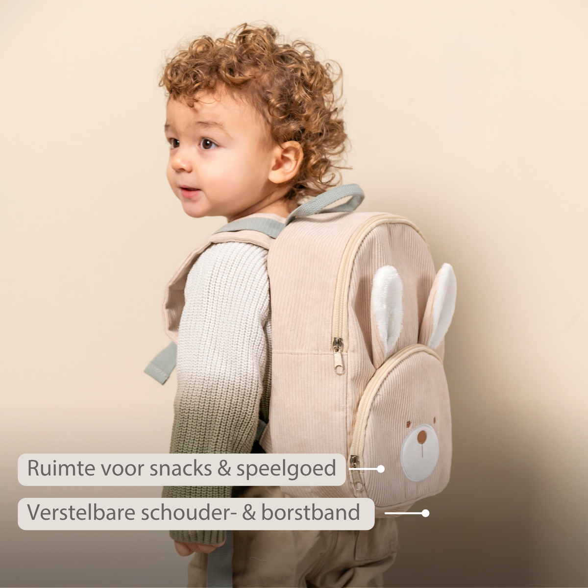 Rugzak - Lapidou Backpack - 28 cm - Preschool Backpack - Soft Rabbit Backpack - Sand
