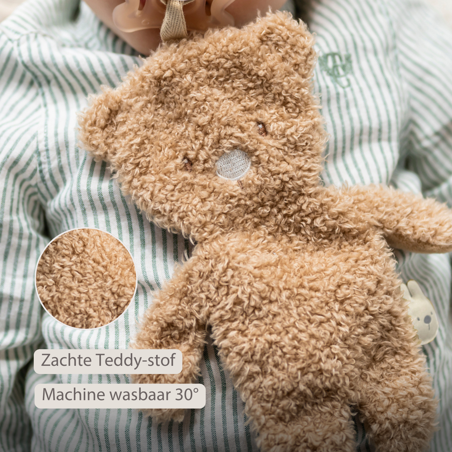 Knuffeldoekje / Speenkoord - 26 cm – Bear Doudou as Pacifier Holder – Beige