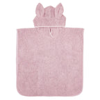 Organische badponcho met capuchon en konijnenoren, roze