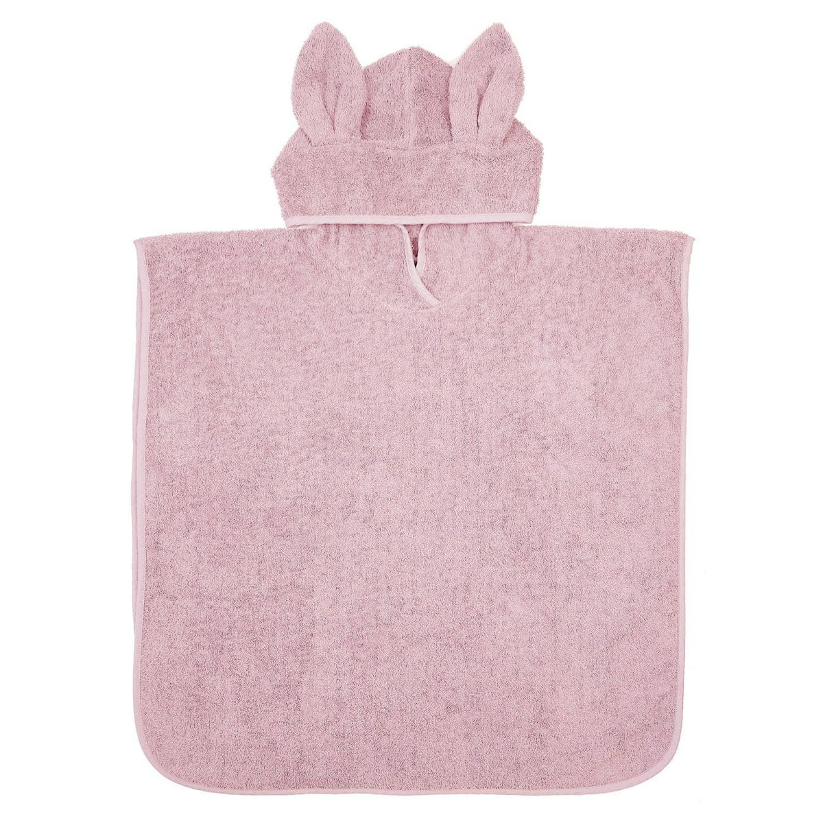 Organische badponcho met capuchon en konijnenoren, roze
