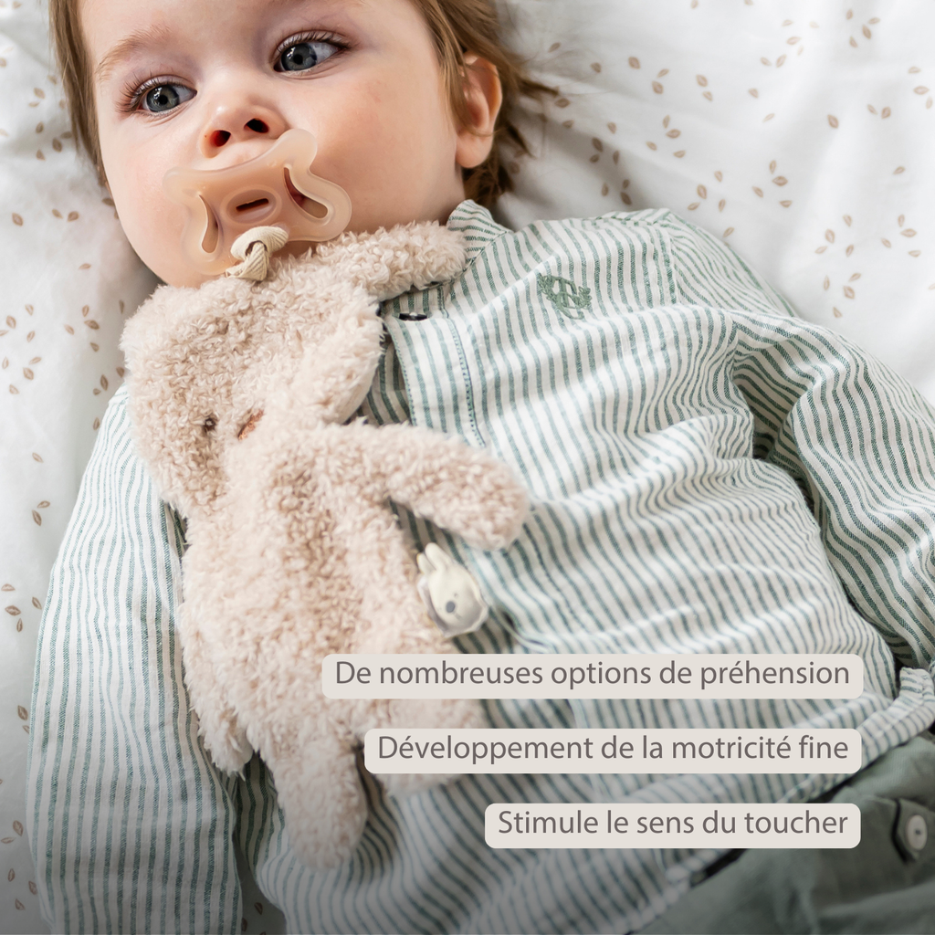 Knuffeldoekje / Speendoekje -  26 cm – Bunny Doudou as Pacifier Holder – Beige