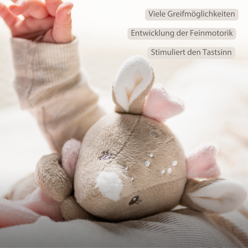 Knuffeldoekje - FanFan Baby Cuddle blanket - 65 x 40 cm - Doudou deer - Beige/roze