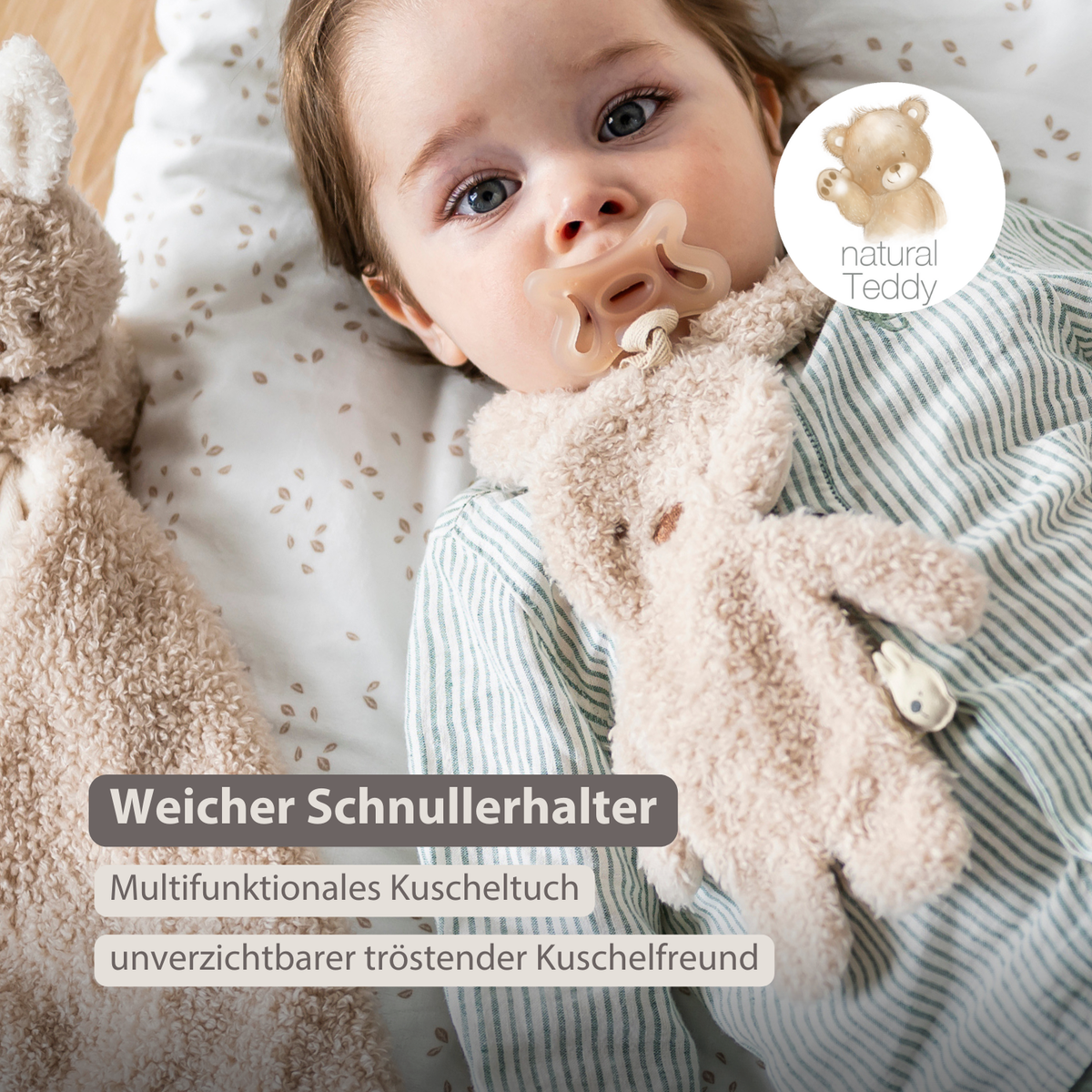 Knuffeldoekje / Speendoekje -  26 cm – Bunny Doudou as Pacifier Holder – Beige