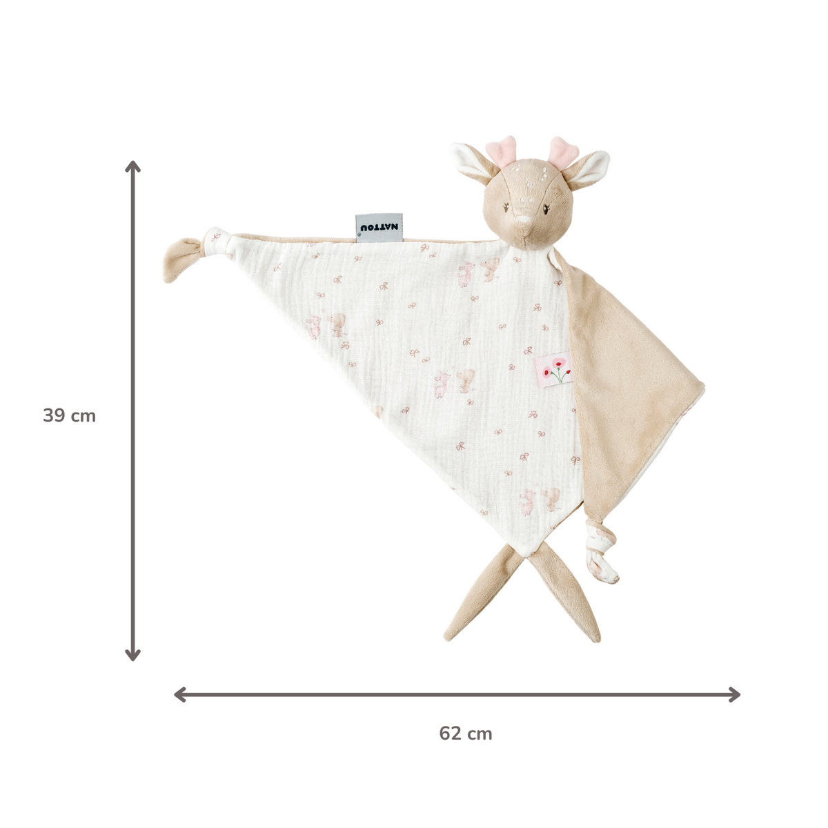Knuffeldoekje - FanFan Baby Cuddle blanket - 65 x 40 cm - Doudou deer - Beige/roze