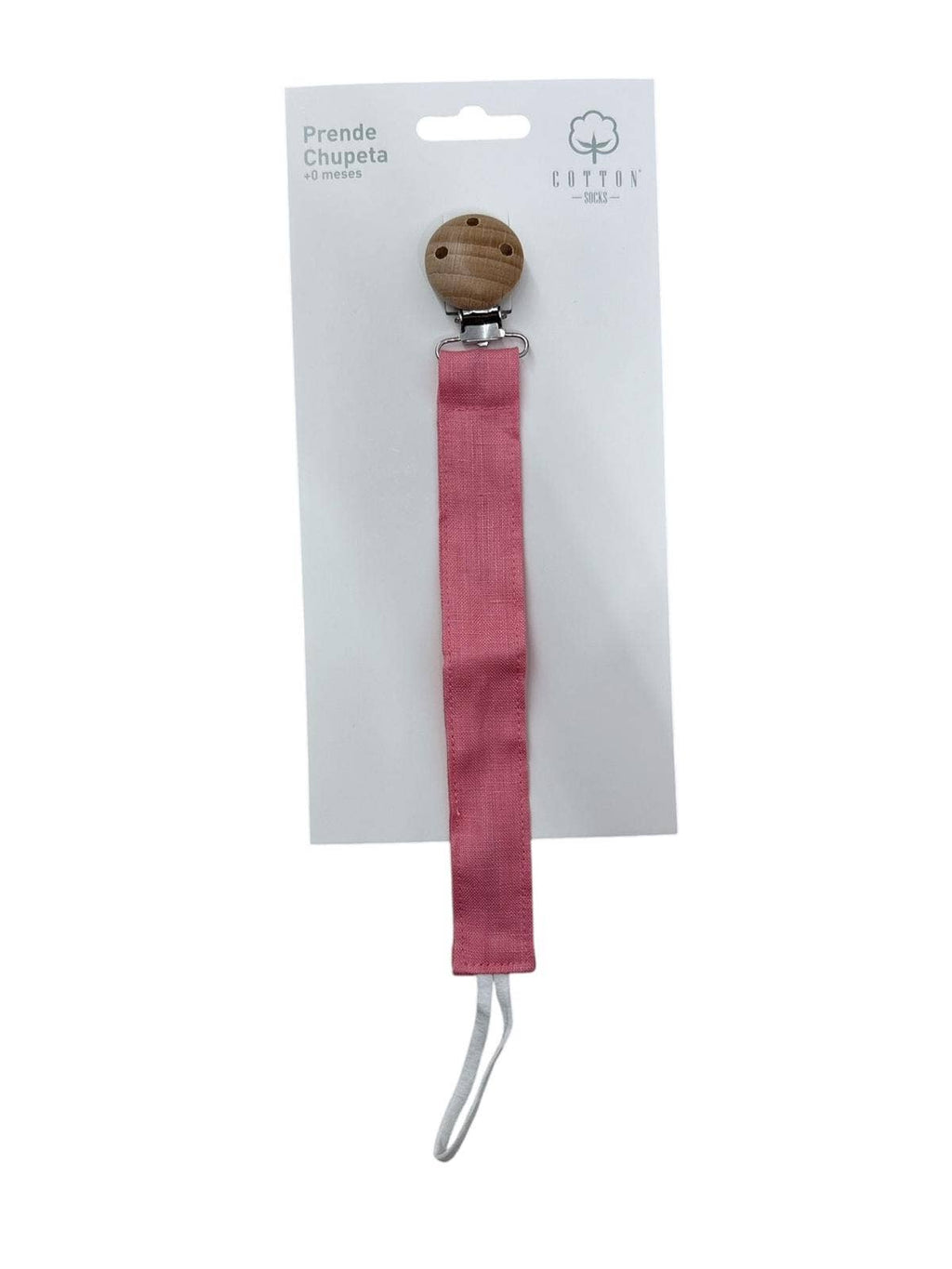 Speenkoord van biologisch katoen met anti-verliesclip - Rosa