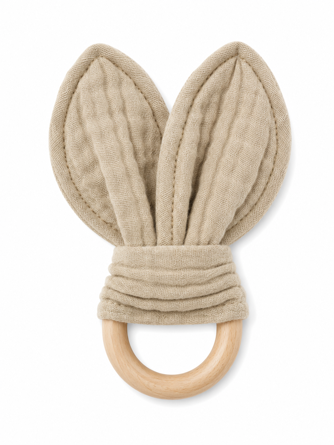 Bijtring - Organische Katoenen Mousseline Bijtring 16 cm x 8 cm - Beige