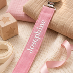 Speenkoord van biologisch katoen met anti-verliesclip - Rosa